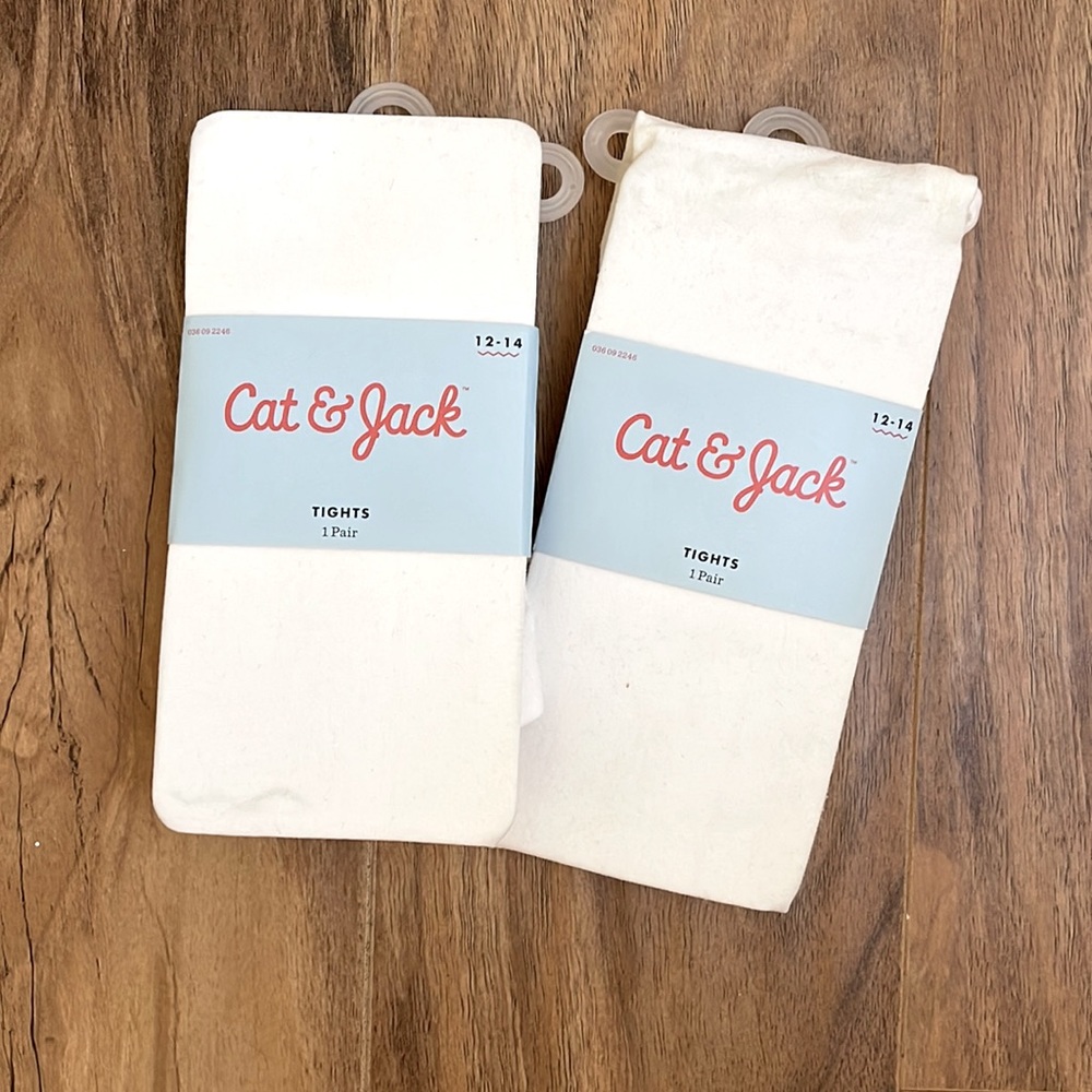 NWT 2 pack Cat & Jack Girls Tights // White // Size 12-14 girls